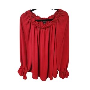 Talbots Red Blouse Size XL Long Sleeves